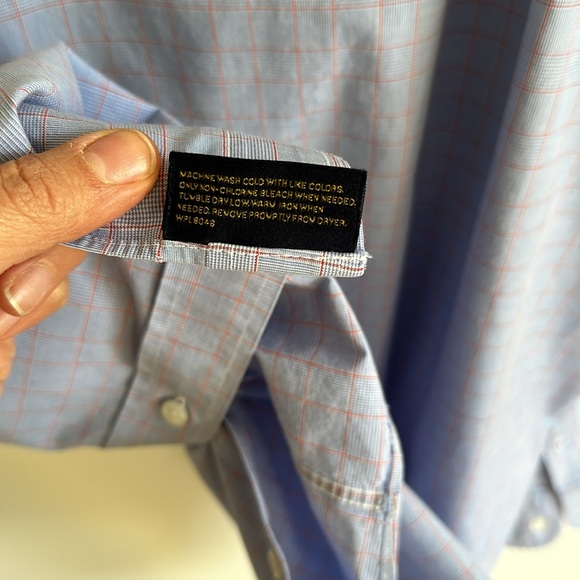 Men’s Club Room Cotton Long Sleeve Button Up Shirt  Blue Size 18 34/35” - Picture 8 of 8